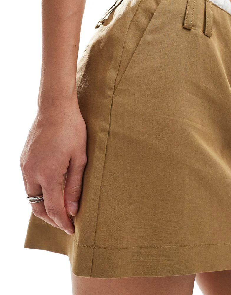 Mango Mango mini waistband detail skirt in brown 3