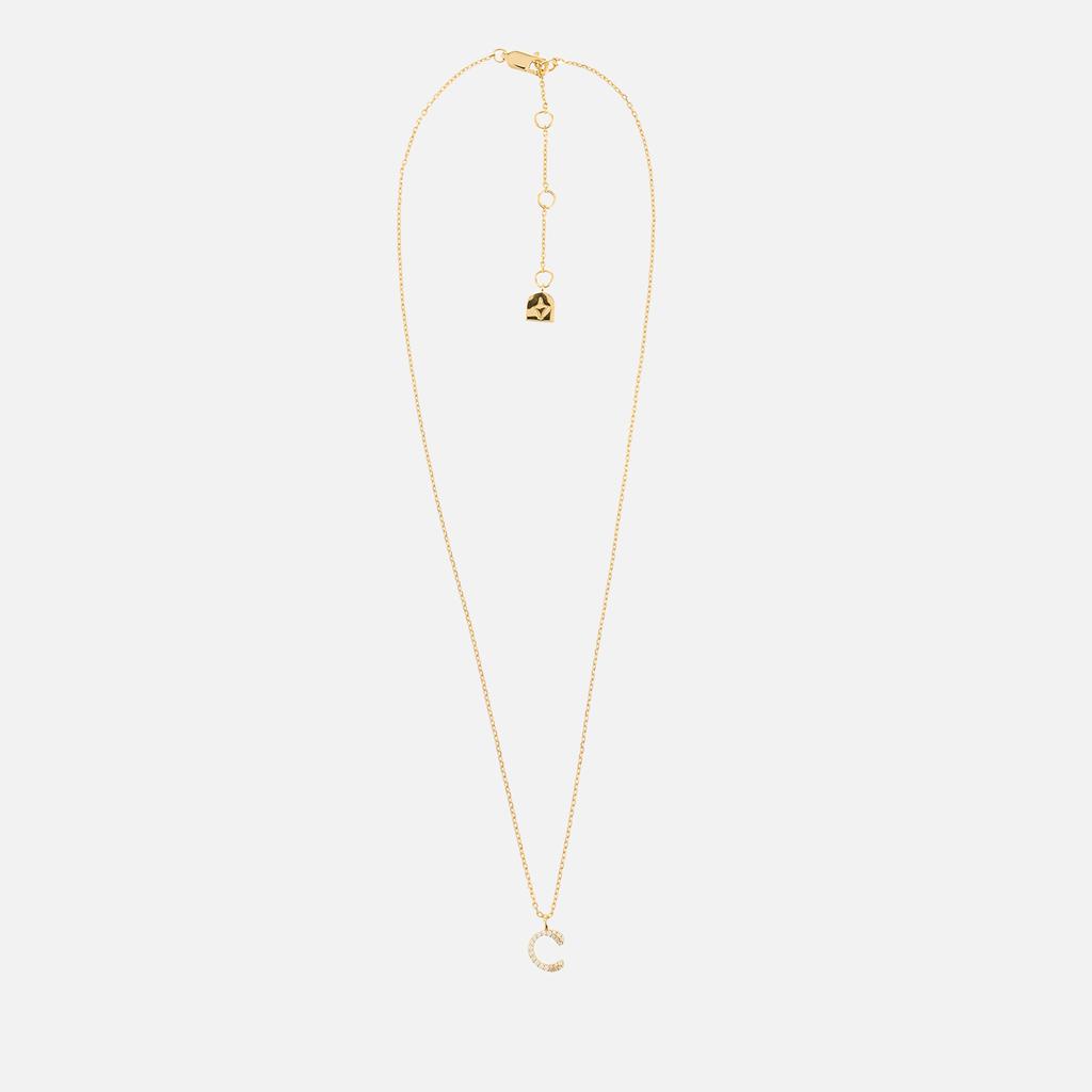 ASTRID & MIYU Astrid & Miyu Initial Pavé 18K Gold-Plated Necklace