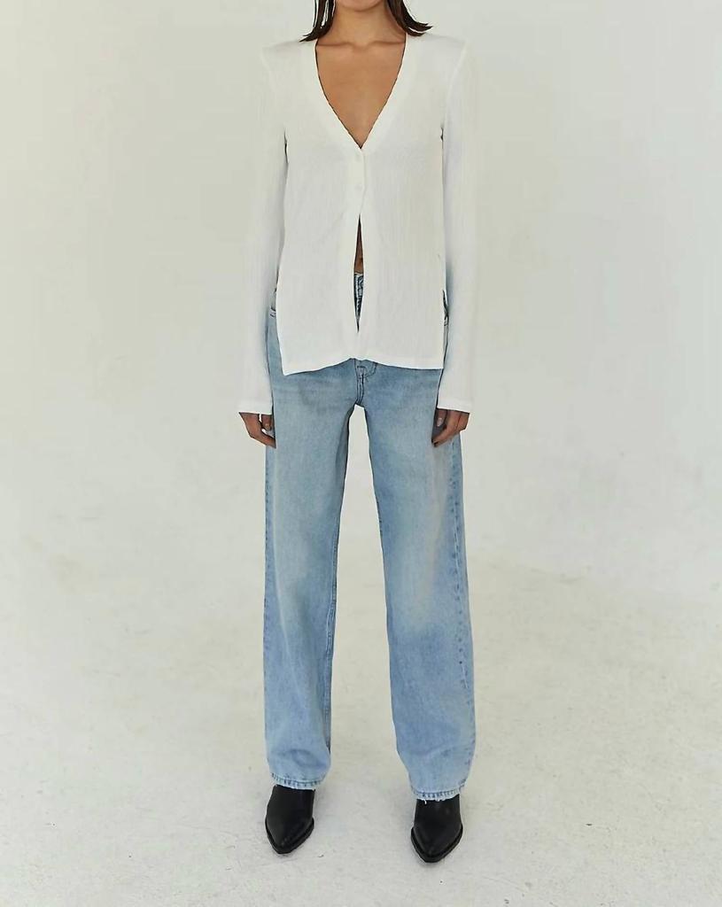 The Range Alloy Rib Long Sleeve Button Down In Light Shell