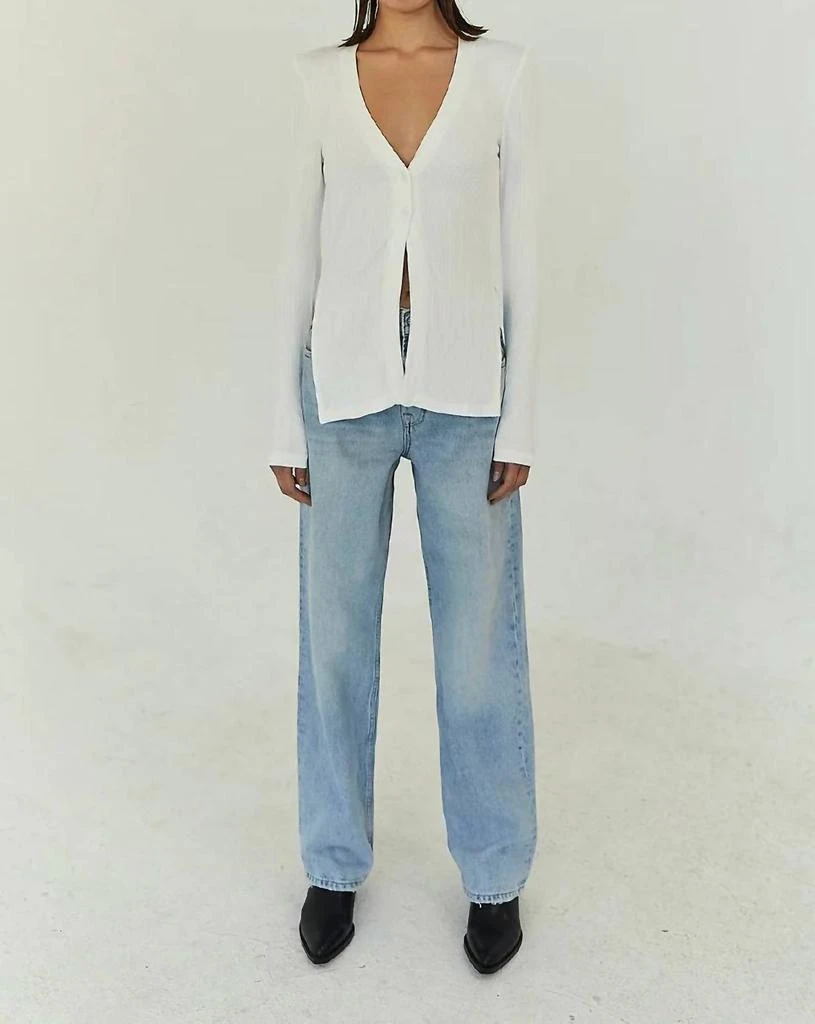 The Range Alloy Rib Long Sleeve Button Down In Light Shell 1