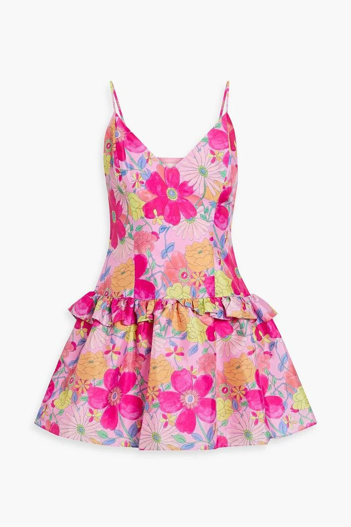 LOVESHACKFANCY Fabienne ruffled floral-print taffeta mini dress 1
