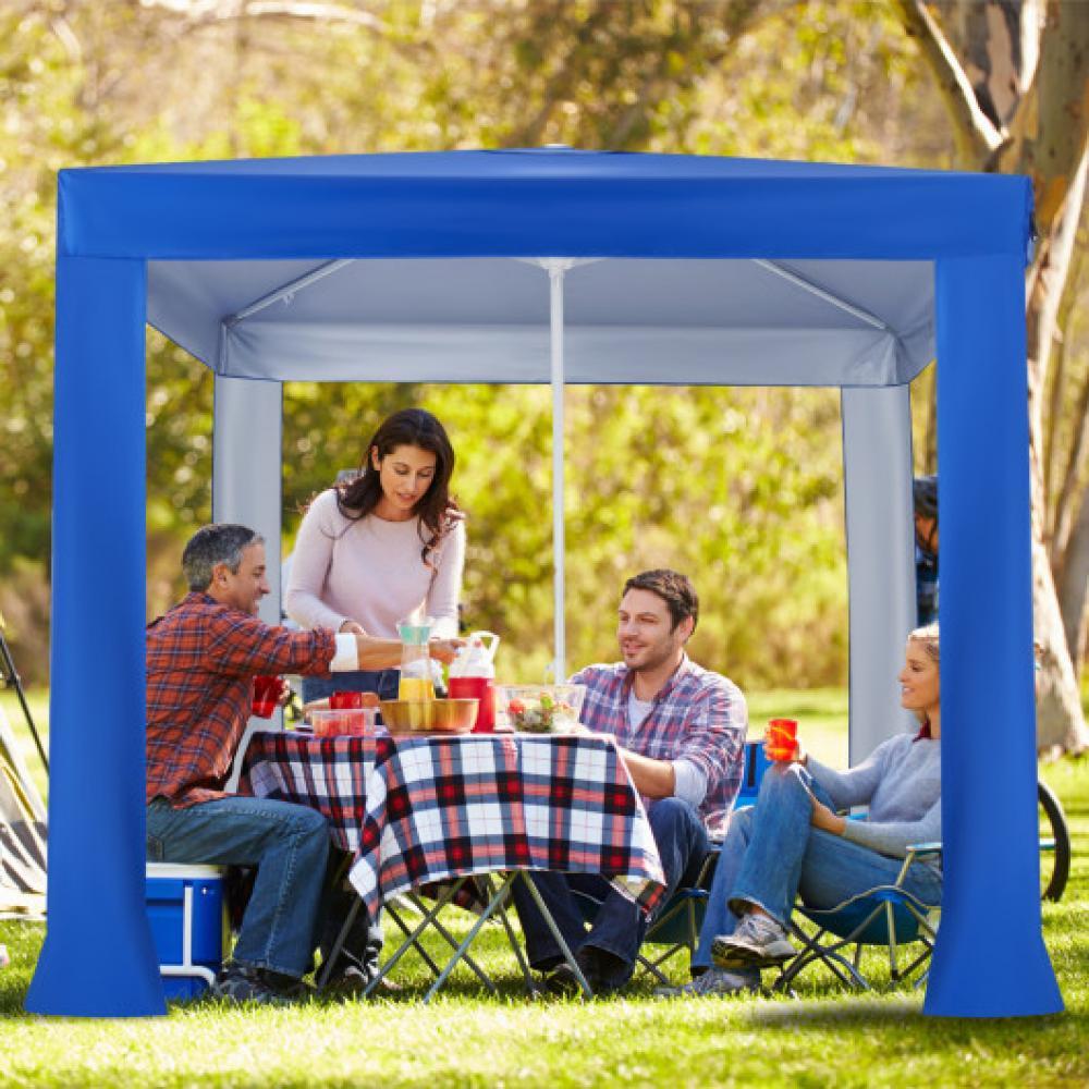 Hivvago Beach Canopy Tent with Detachable Sidewall and Folding Table-Blue