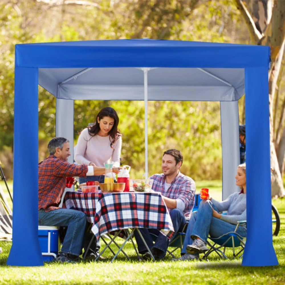 Hivvago Beach Canopy Tent with Detachable Sidewall and Folding Table-Blue 1