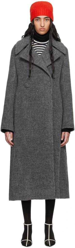 Jil Sander Gray Double-Breasted Coat 1