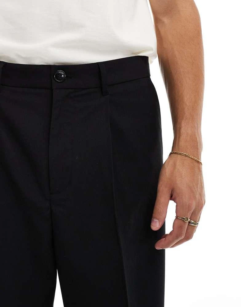 Weekday Weekday Uno loose fit tailored trousers in black 3