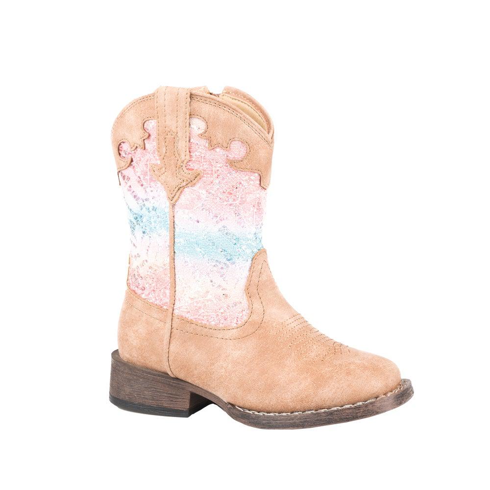 Roper Glitter Lace Round Toe Cowboy Boots (Toddler)