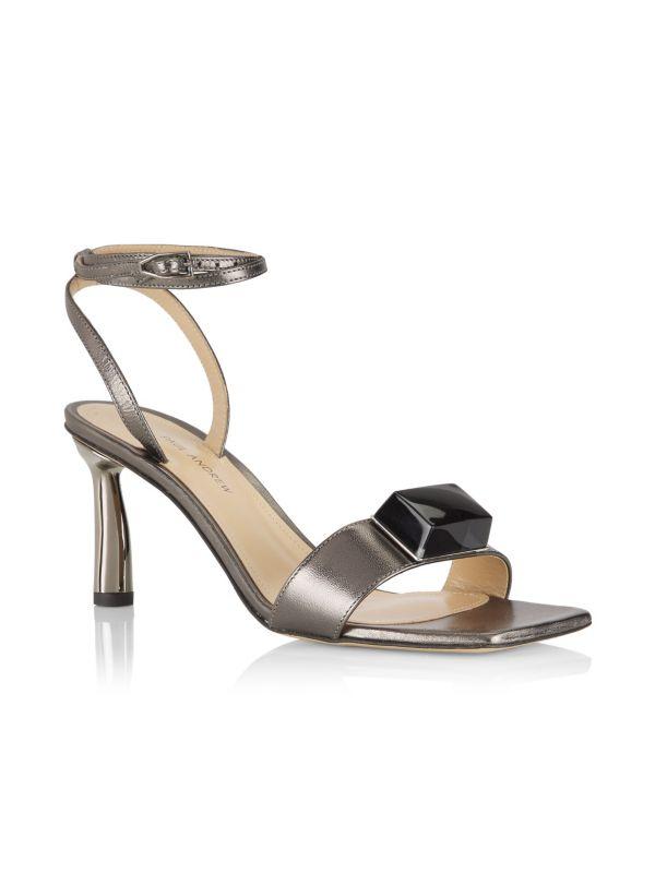 Paul Andrew 75MM Metallic Leather Strappy Sandals