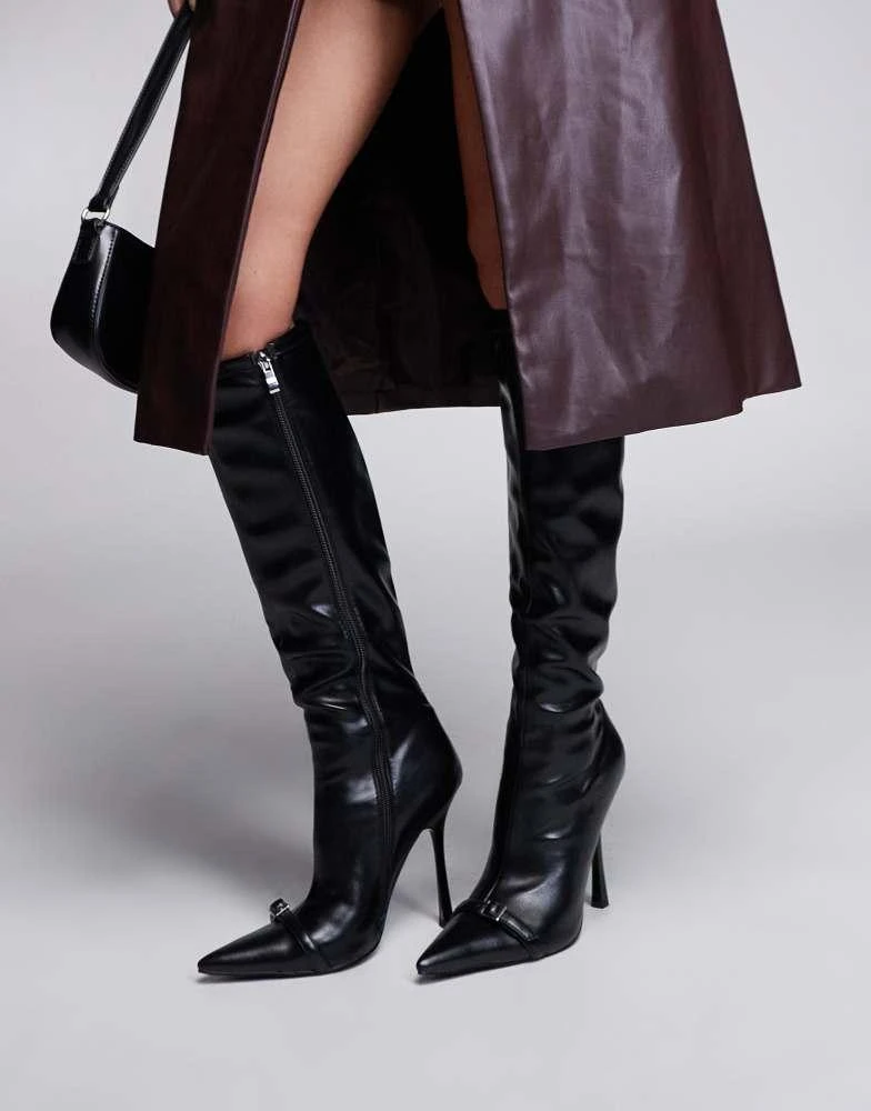 SIMMI Shoes Simmi London Palace Stilleto Pointed knee boot in Black 1