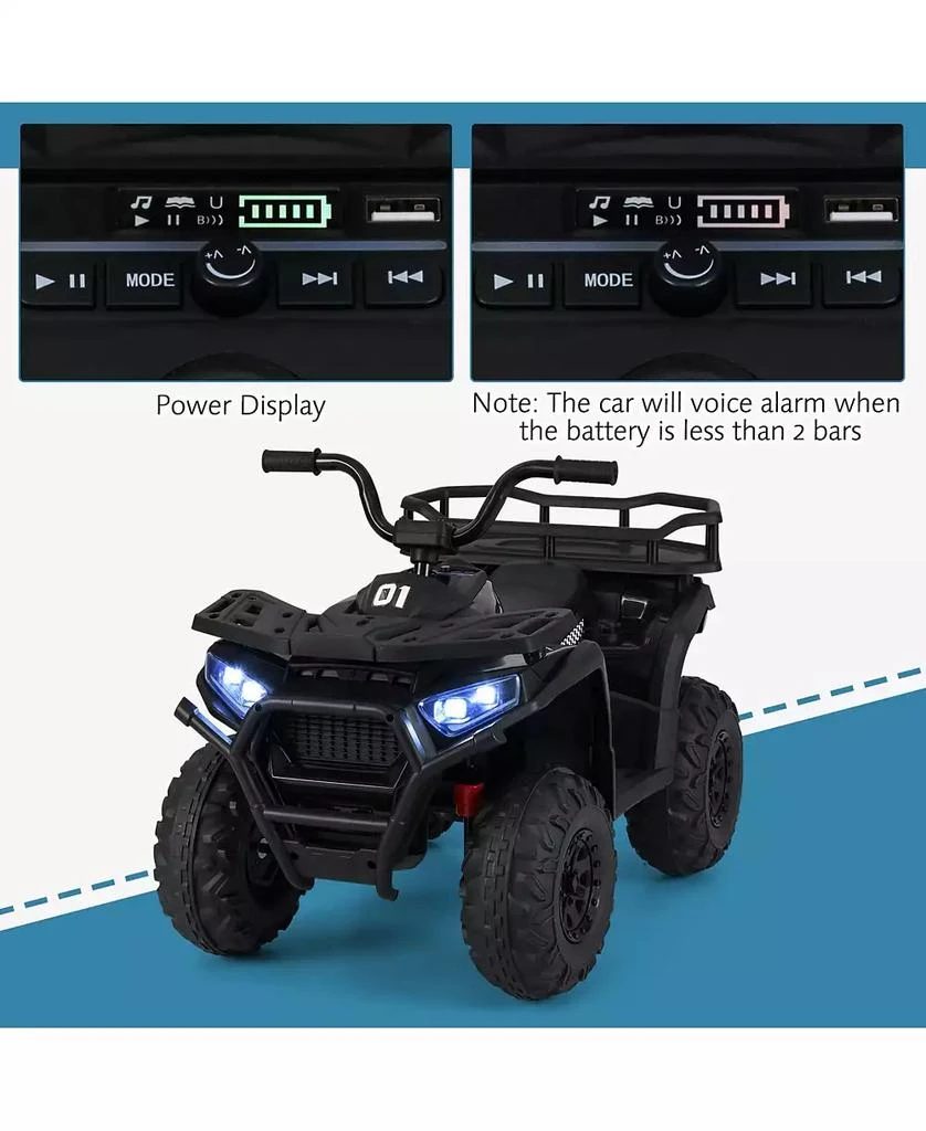 Mecale 24V Kids Ride on Electric ATV Quad Car with Realistic Sounds and LED Lights-Black 2
