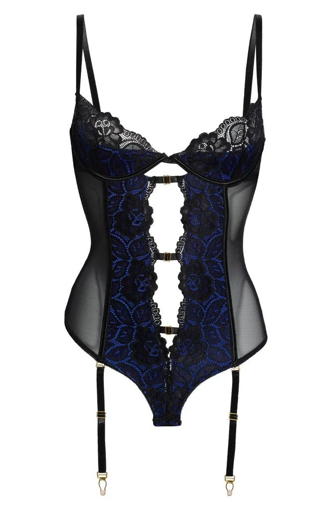 Seven ‘til Midnight Lace & Mesh Underwire Teddy with Garter Straps 6
