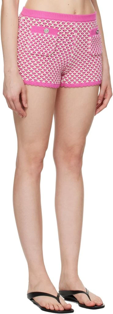 Versace Pink 
White Crochet Knit Shorts 2
