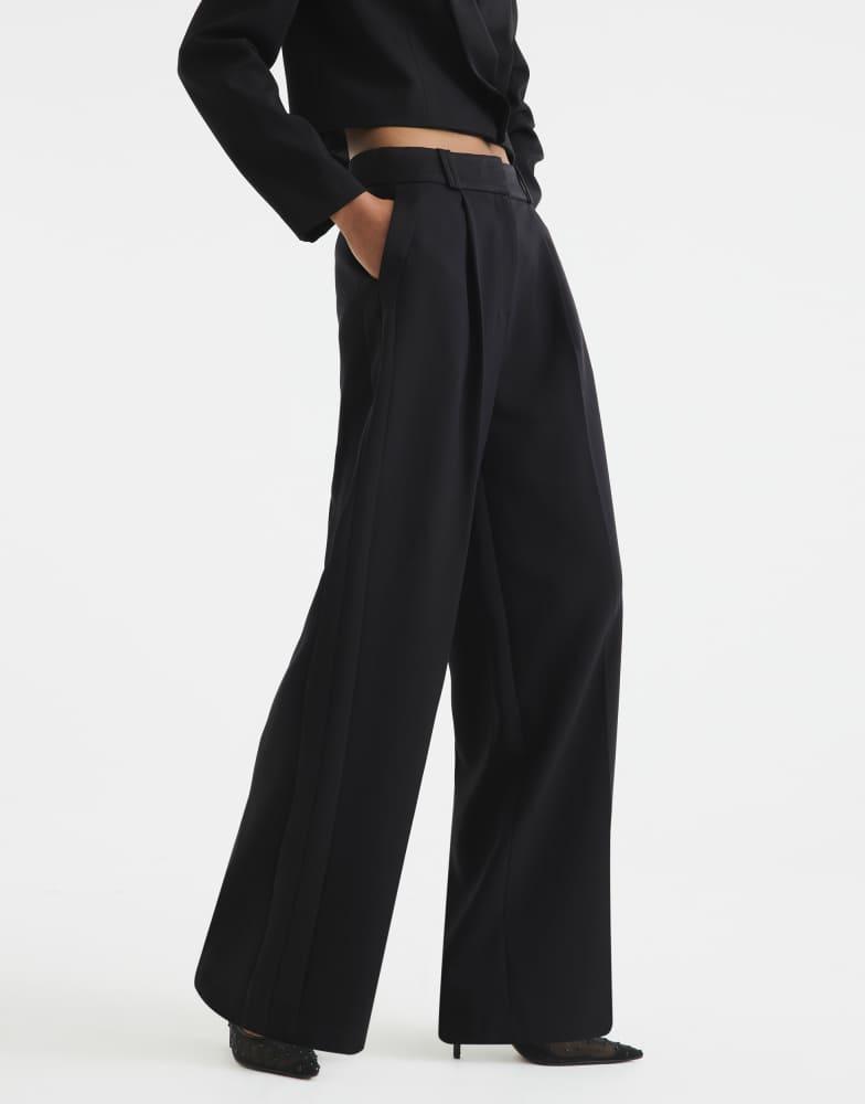 River Island River Island wide leg tuxedo trouser in black