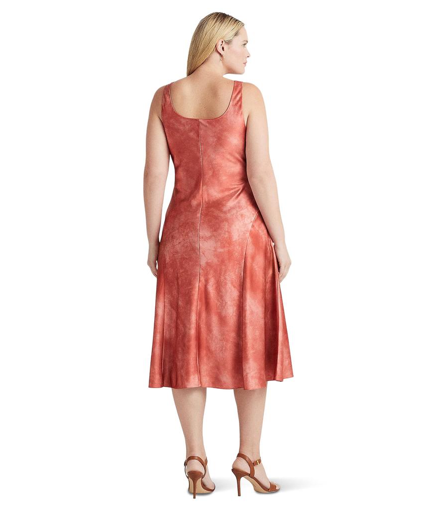 LAUREN Ralph Lauren Plus Size Tie-Dye Print Ring-Trim Satin Dress