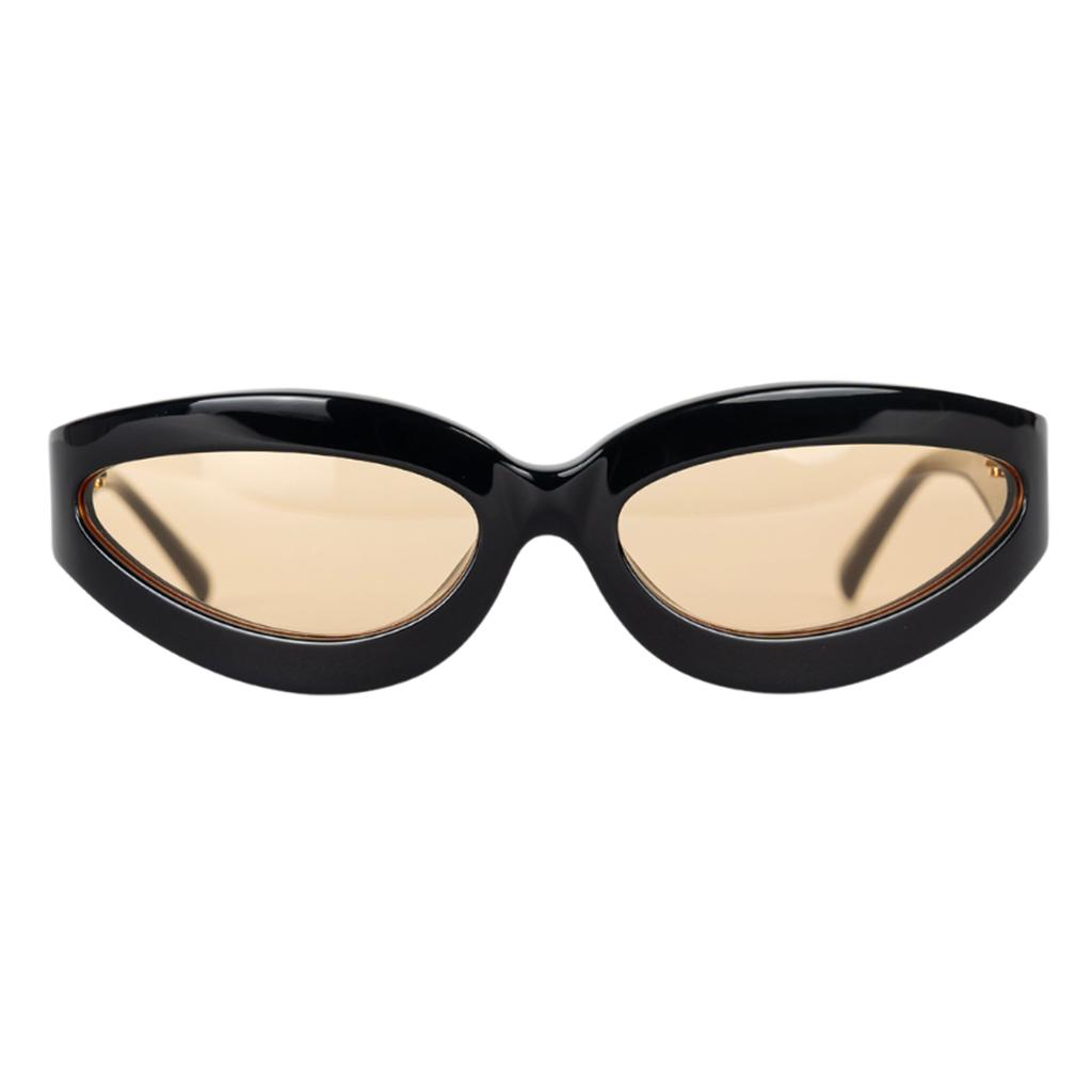 The Attico Agnes Wrap Sunglasses in Black/Yellow