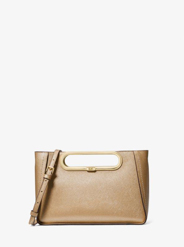 Metallic pebbled leather convertible crossbody bag sale