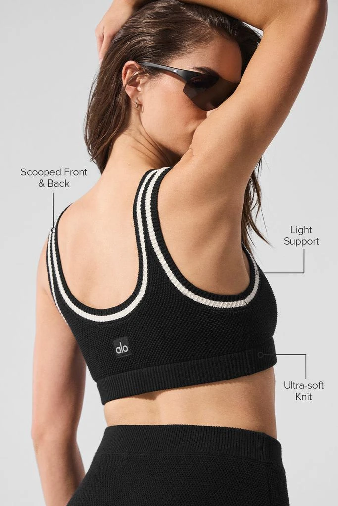 Alo Tennis Club Sweater Knit Bra - Black/Ivory 2