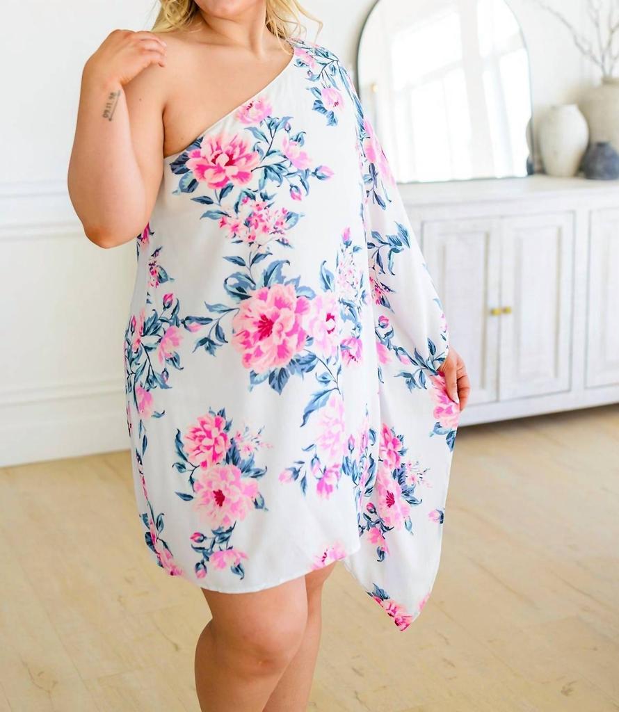 Andree By Unit Forever Smitten One Shoulder Dress In White Floral