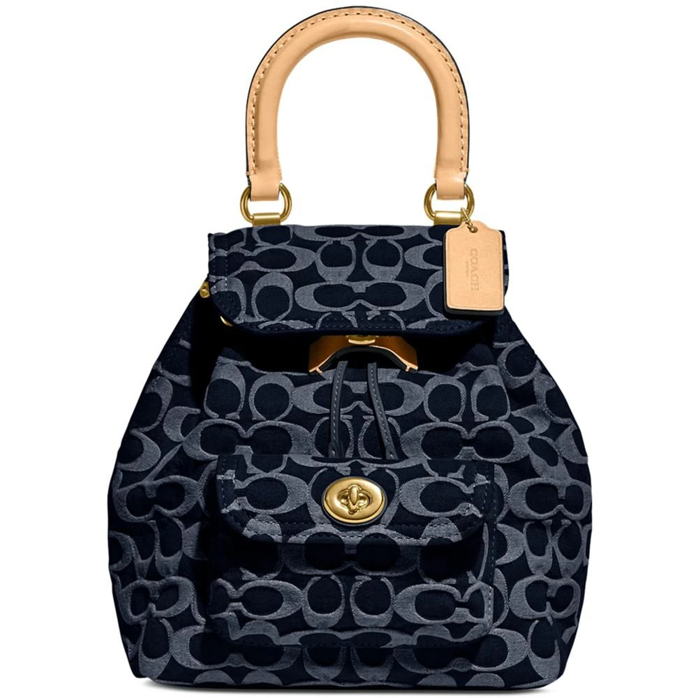 Coach Riya 21 Signature Washed Denim Small Backpack 1