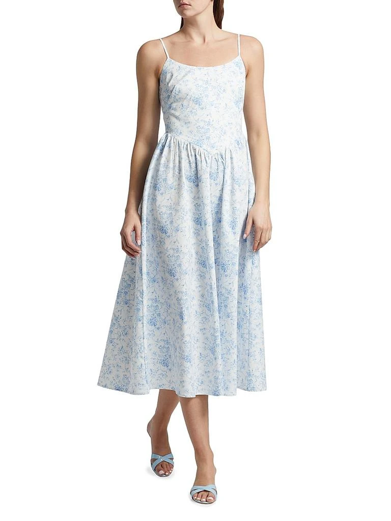 knee length dresses for ladies Baltic Born Womens Babette Basque Waist Dress | Teal Multi Floral main image 0