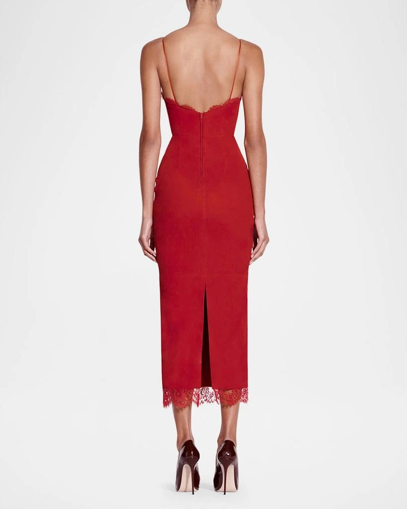 Alex Perry Suede Bikini Midi Dress with Lace Trim 4