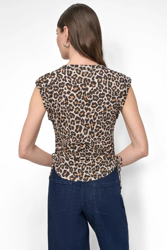 DKNY SIDE TIE RUCHED SLEEVELESS TEE