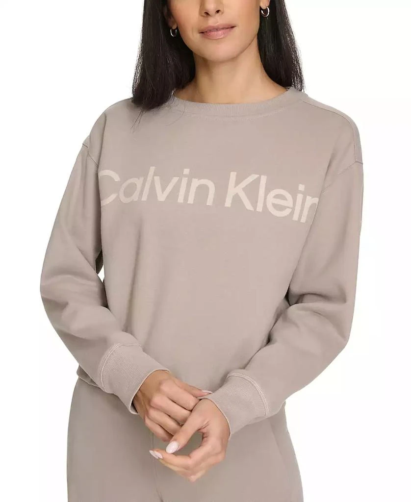 Calvin Klein Performance Women's Flocked-Logo Fleece Sweatshirt 2