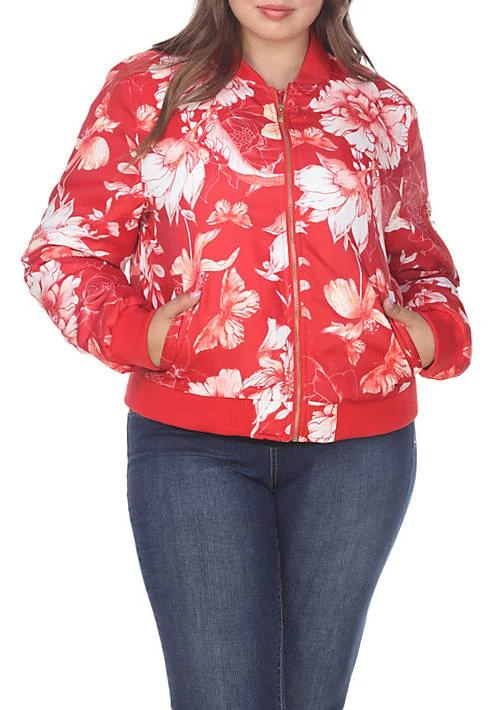 White Mark Plus Size Floral Bomber Jacket 1