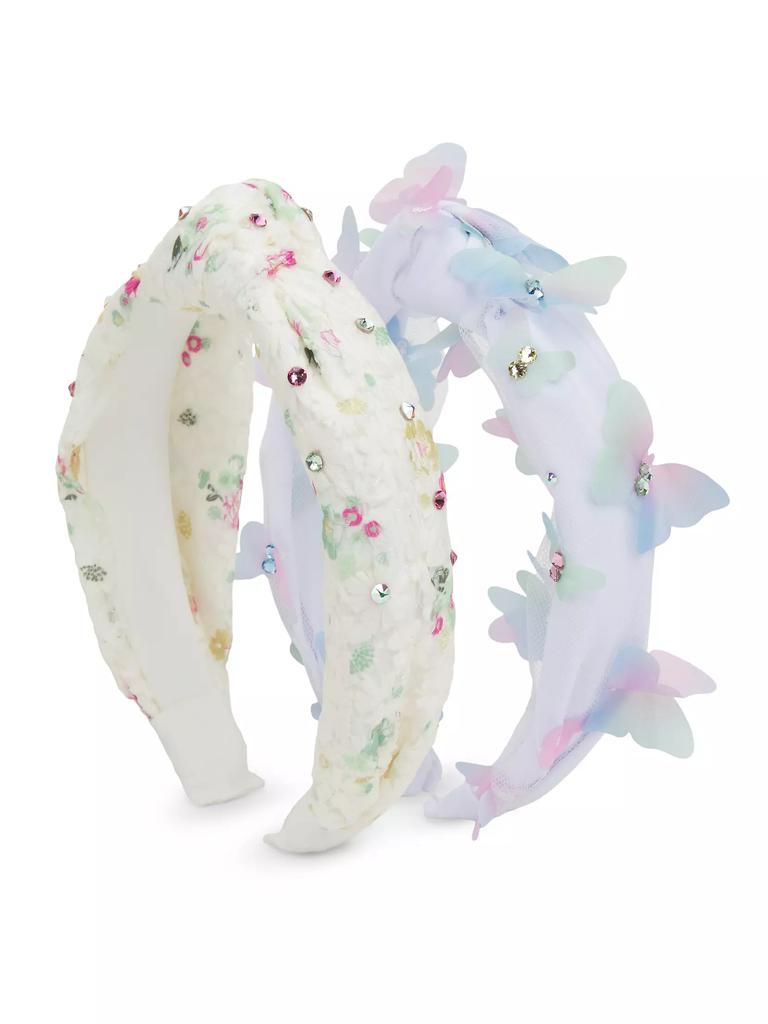 Bari Lynn Floral And Butterfly Knot Headband Set