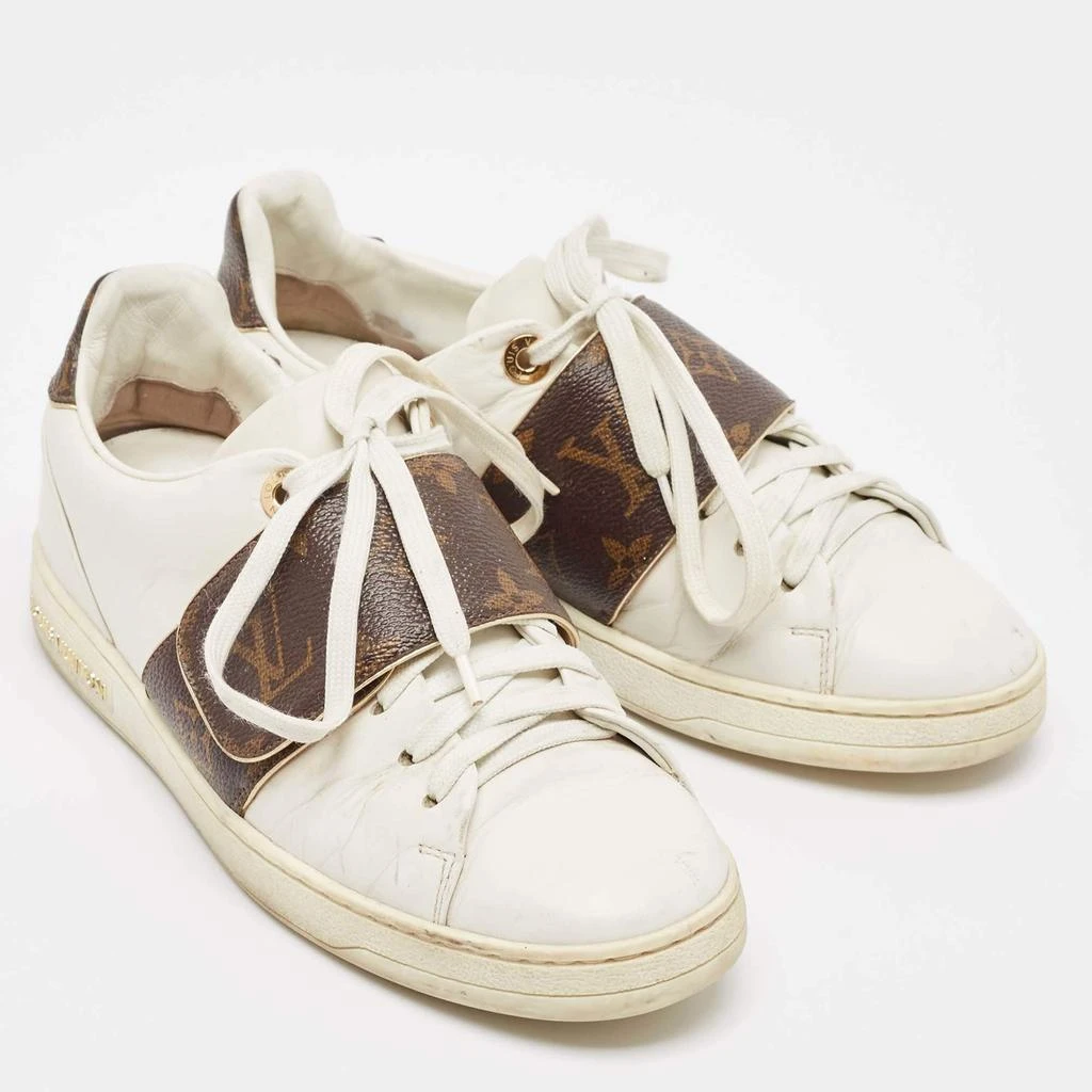 Louis Vuitton Louis Vuitton White/Brown Monogram Canvas and Leather Frontrow Sneakers Size 36 4