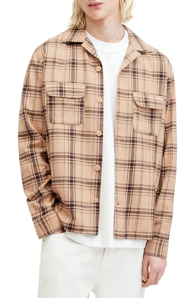 ALL SAINTS Wendel Plaid Long Sleeve Camp Shirt 1