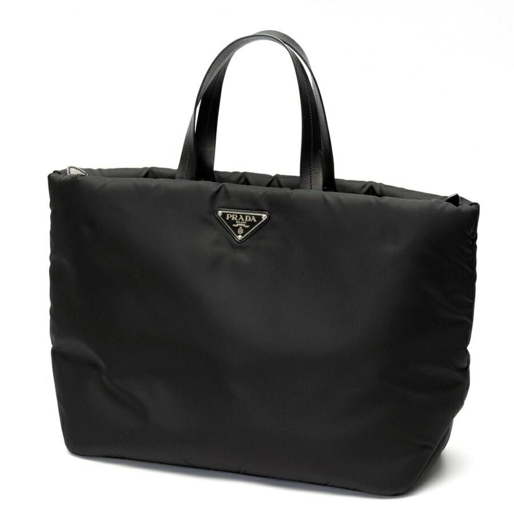 Prada Prada Olive Green Nylon and Leather Shopper Tote