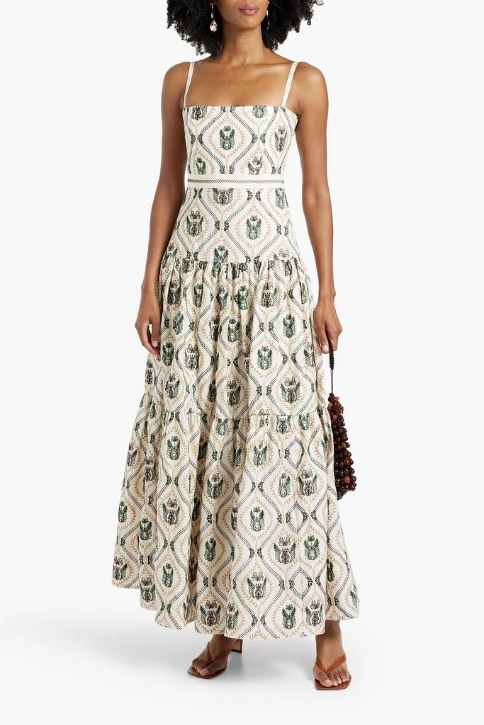 Agua by Agua Bendita Lima Jarron tiered embroidered linen maxi dress 2