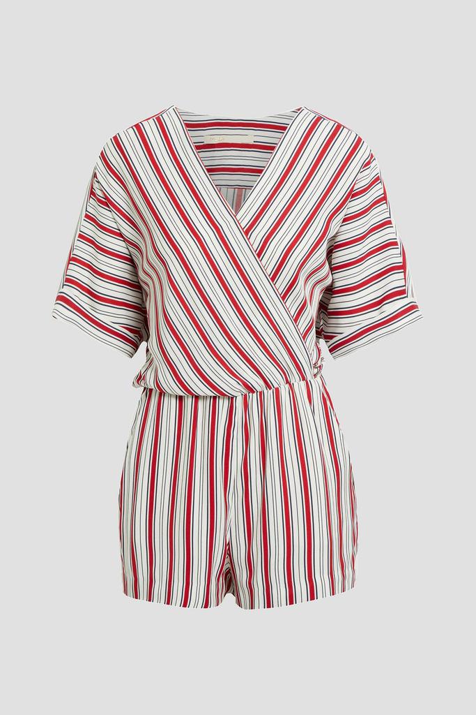Maje Wrap-effect striped woven playsuit