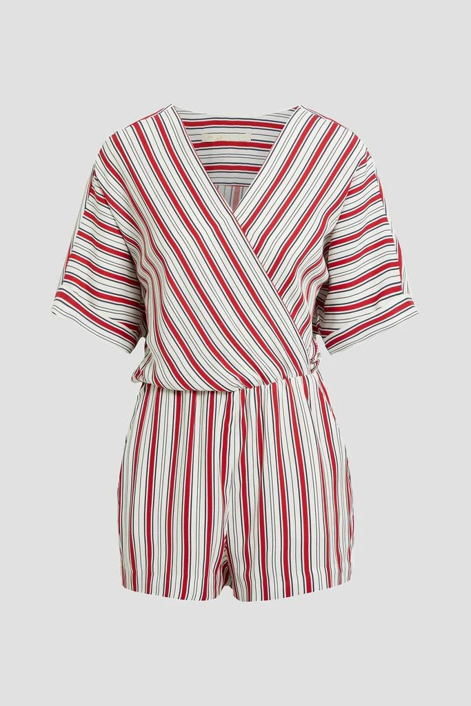 Maje Wrap-effect striped woven playsuit 1