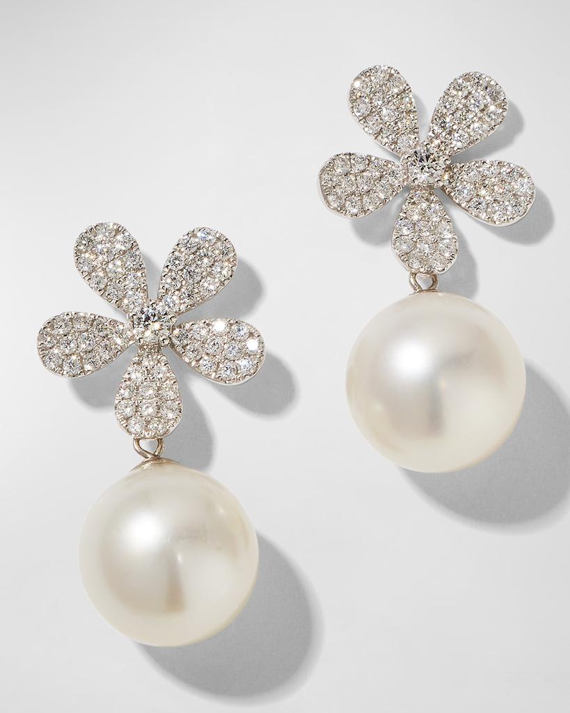 BELPEARL Fleur White Diamond & Pearl Earrings