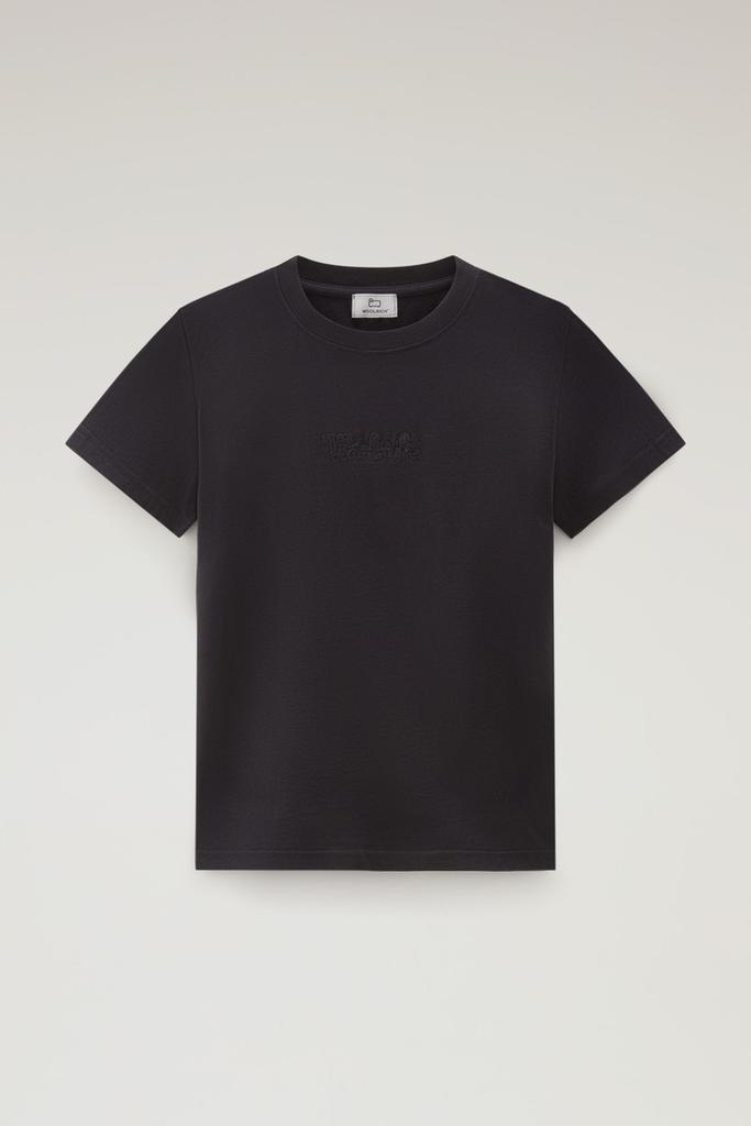 Woolrich Pure Cotton T-Shirt with an Embroidered Logo - Women - Black