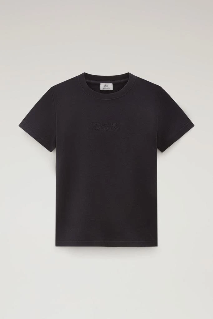 Woolrich Pure Cotton T-Shirt with an Embroidered Logo - Women - Black 1
