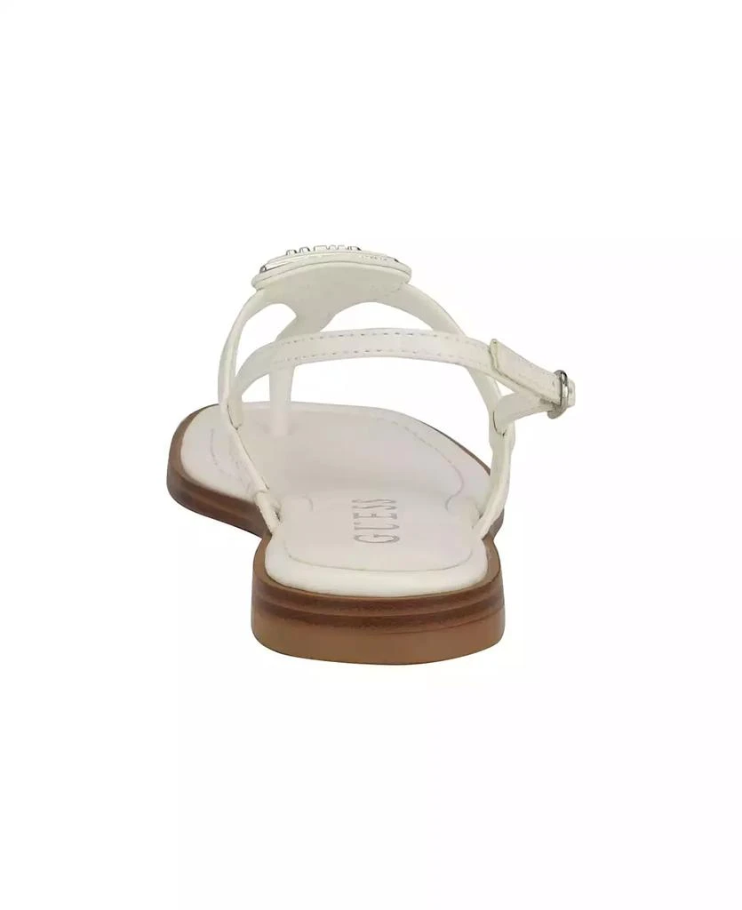 GUESS Women's Rainey Logo Sqaure Toe T-Strap Flat Sandals 3