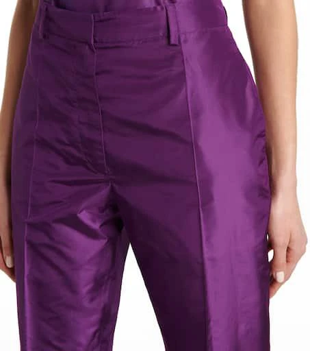 Prada High-rise straight silk taffeta pants 4