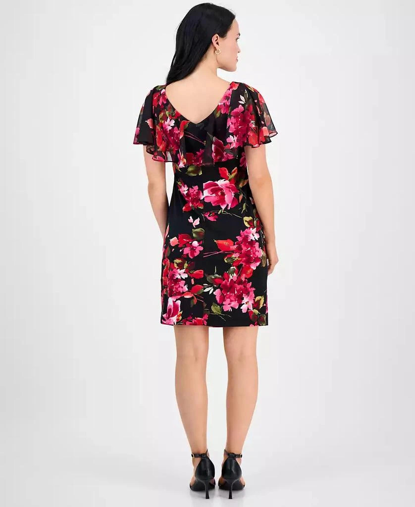 Connected Petite Printed Cape-Overlay Sheath Dress 5