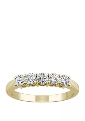 Charles & Colvard Colvard 1 2 Ct. T.w. Lab Created Moissanite Five Stone Band In 14K Yellow Gold