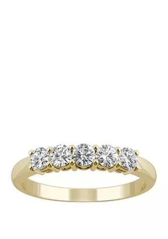 Charles & Colvard Colvard 1 2 Ct. T.w. Lab Created Moissanite Five Stone Band In 14K Yellow Gold 1
