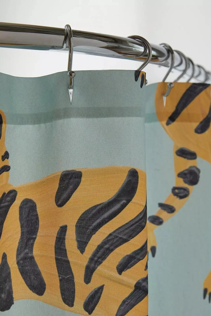 DENY Designs Cat Coquillette  Tiger Collection Mint Orange Shower Curtain 3