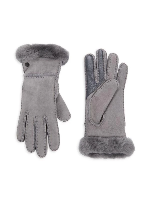 UGG Shearling Trim Leather Gloves 1