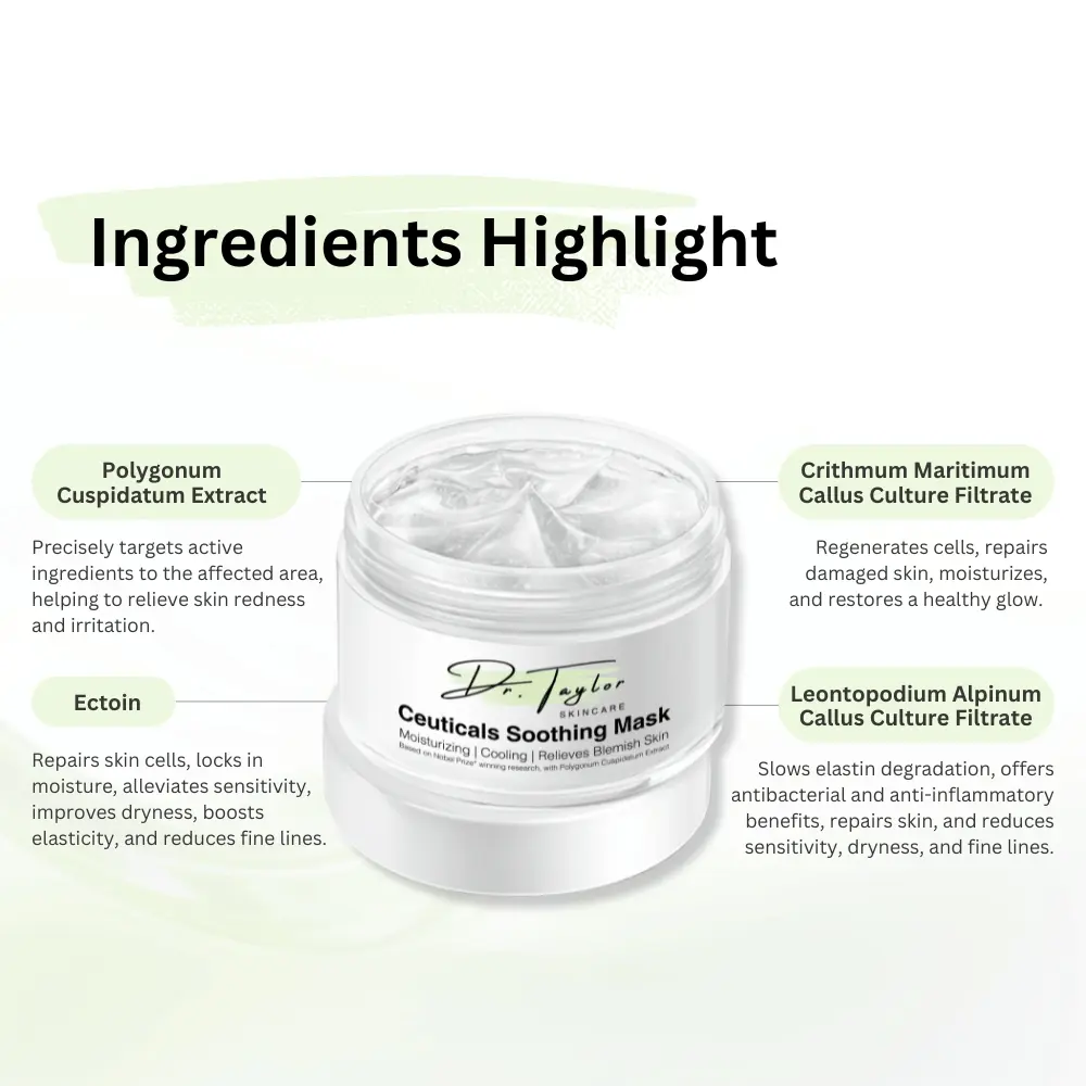 Dr. Taylor  Ceuticals Soothing Mask 100g, Skin Repair, blemish relief, Redness reduction, Sensitive-skin friendly 7