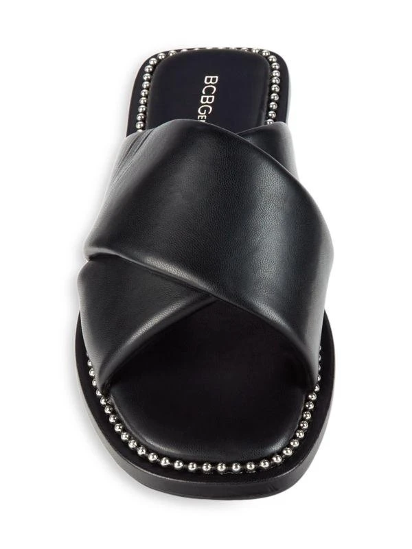 BCBG Tabby Studded Crossover Puffy Slides 5