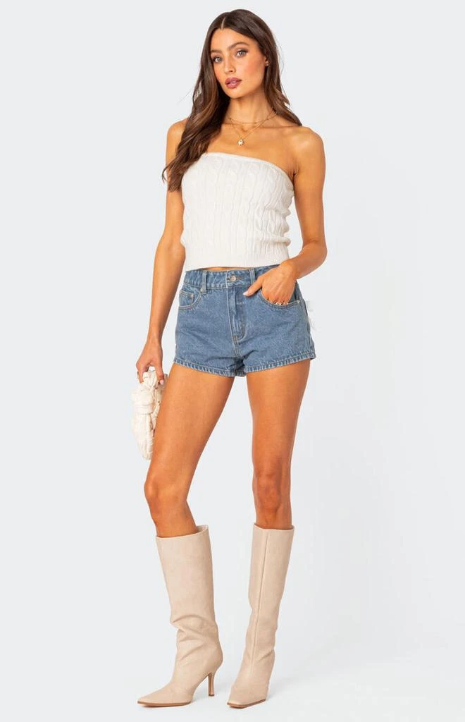 Edikted Bow Pocket Washed Denim Shorts 5