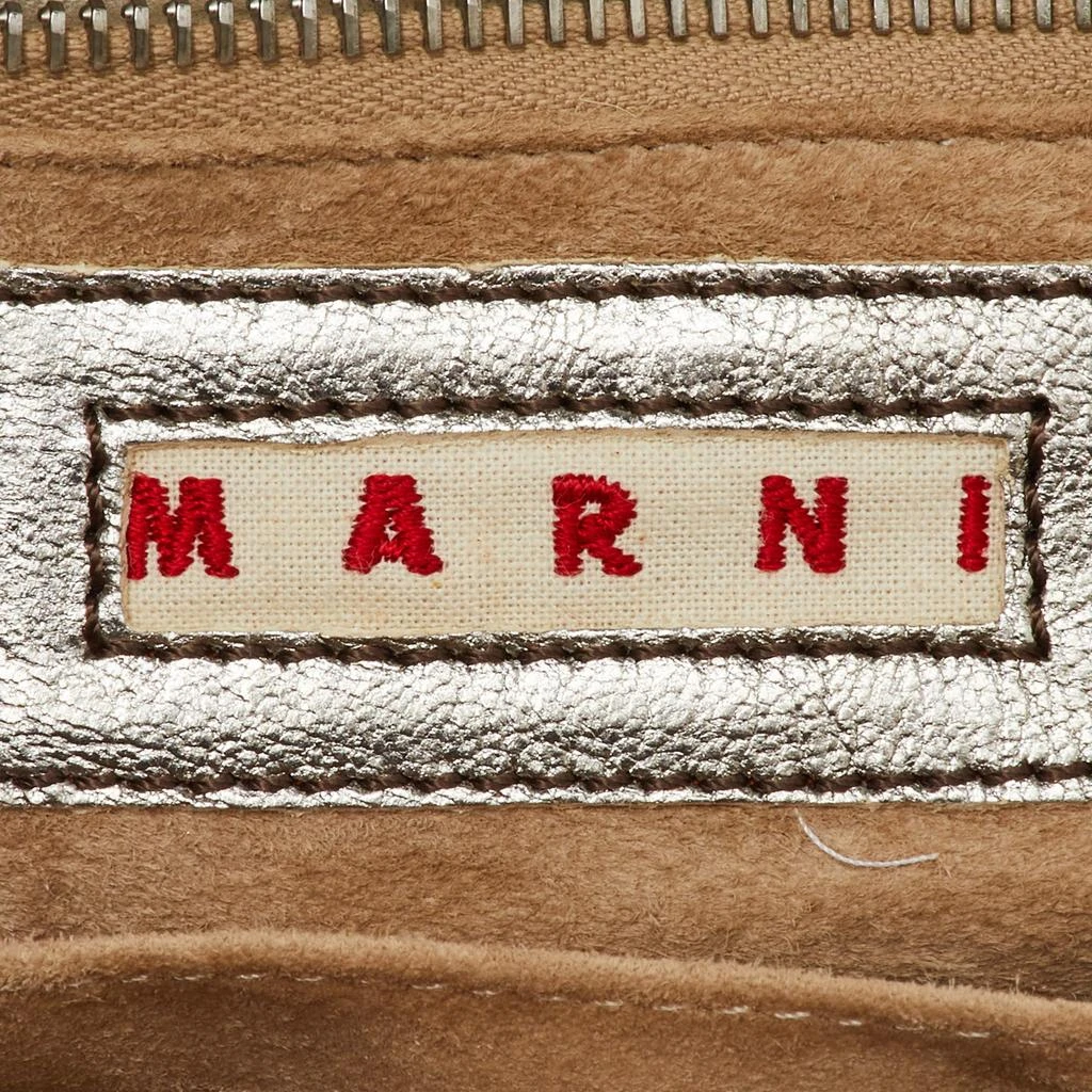 Marni Marni Silver Leather Twisted Lock Clutch 10