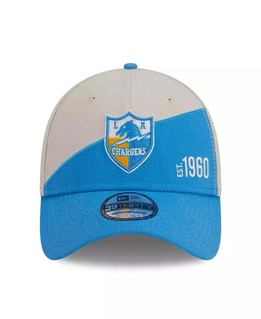 New Era Men's Cream, Powder Blue Los Angeles Chargers 2023 Sideline Historic 39THIRTY Flex Hat 3