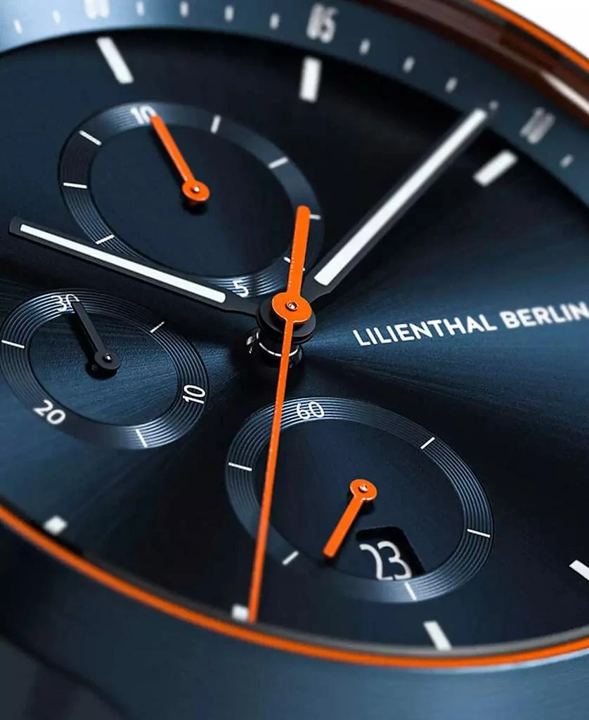Lilienthal Berlin Men's Blue Orange Chronograph Blue Leather Watch 5